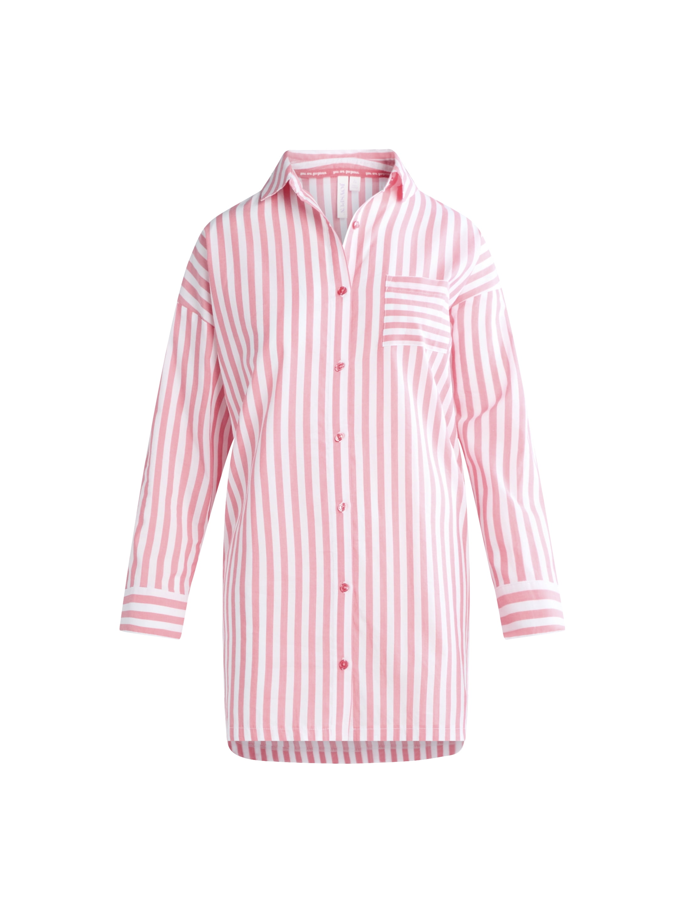 Joyspun Women’s Woven Long Sleeve Button Front Sleepshirt, Sizes XS-3X