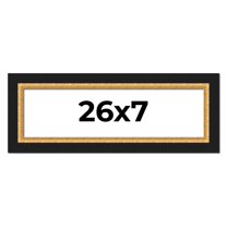 26x7 Frame Gold Real Wood Picture Frame Width 2.25 Inches | Interior Frame Depth 0.5 Inches |