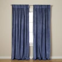 TOWN & COUNTRY LUXE Velour Solid Heavyweight Indoor Curtains, Light Filtering Opacity, Triple Pinch Pleat Top, Plush Velvet, 2-Pack Set, 27"x96", Navy