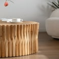 thumbnail image 5 of Cylindrical Coffee Table, Retro Fashion Style Round Coffee Table with Vertical Texture Relief Design, for Living Room,Office,and Dining Room(Natural, 31.5 Inches), 5 of 7