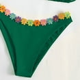 thumbnail image 6 of Arnsht Women's Fashion Floral Trim Embellished Bikini Summer Beach Hanging Neck Swimwear High Elastic Trendy Casual Swimsuits Green L, 6 of 6