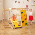 thumbnail image 4 of Gymax 6-in-1 Jungle Gym w/Slide Rock Climbing Basketball Hoop Monkey Bar Rope Net Rainbow, 4 of 10