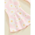 thumbnail image 7 of Nygoyerh Little Girl Fall Outfits 3M 6M 12M 18M 24M Letter Print Playwear Long Sleeves Romper + Elastic Daisy Print Flared Pants + Headband 3 Piece Sets Newborn Infant Clothing, 7 of 7