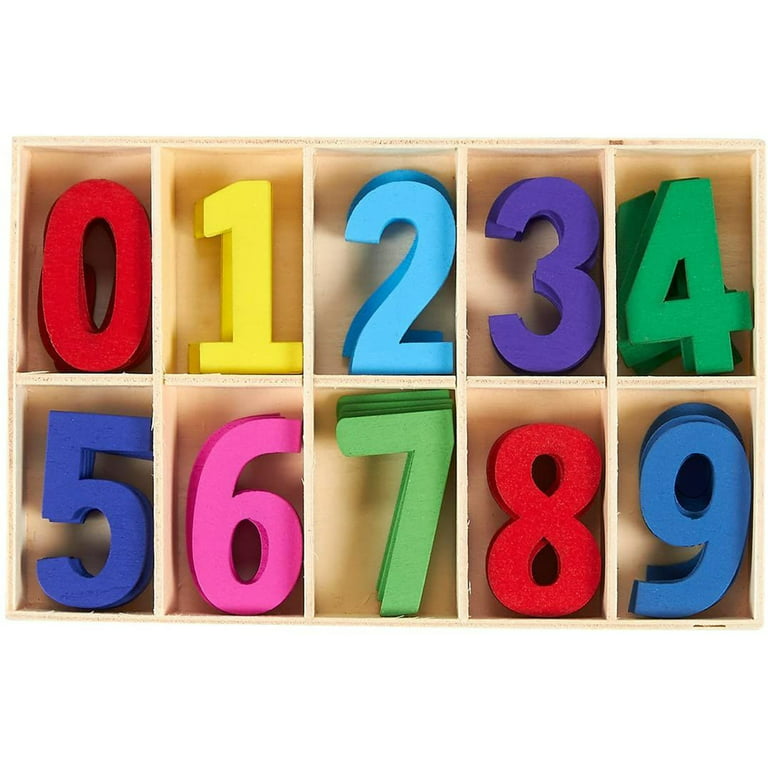 50-Piece Wooden Numbers - Craft Numbers with Storage Tray | Kids Learning  Toy, Assorted Colors