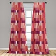 thumbnail image 5 of Ambesonne Peach Curtains, Geometric Square Colorful, Pair of 28"x63", Purple Coral, 5 of 5