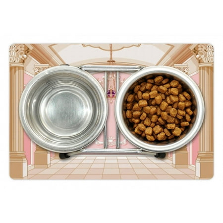 

Princess Pet Mat for Food and Water Interior of the Ballroom Magic Castle Chandelier Ceiling Columns Kingdom Print Non-Slip Rubber Mat for Dogs and Cats 18 X 12 by Ambesonne