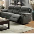 thumbnail image 2 of Reclining 3pc Sofa Set Motion Sofa Loveseat Recliner Chair Functional Plush Breathable Leatherette Slate Blue Plush Arms, 2 of 8