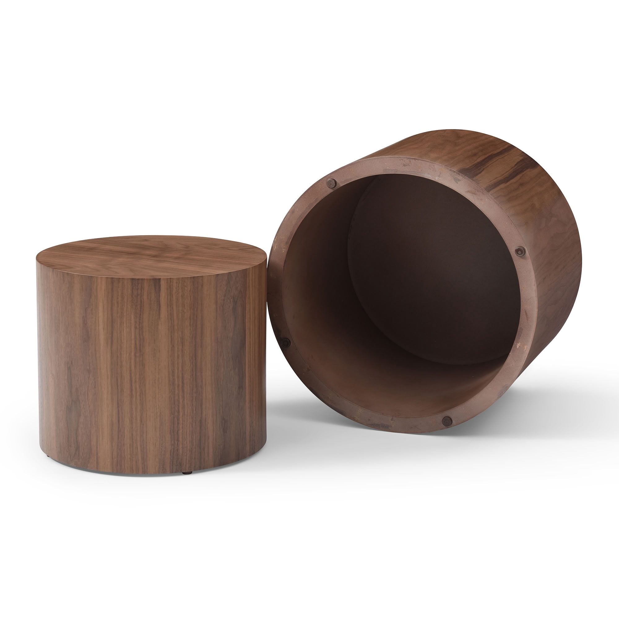 MAYEERTY Nesting Round Coffee Table Set of 2, No Assembly Accent Table for Living Room Bedroom Home Office Small Space
