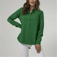 thumbnail image 2 of ZOHIUM Womens Work Tops Women's Solid Color Casual Long Sleeve Cardigan Button Down Shirt Top Womens Business Casual Tops Blouses Womens Tops Dressy Casual (Green,XXL), 2 of 6