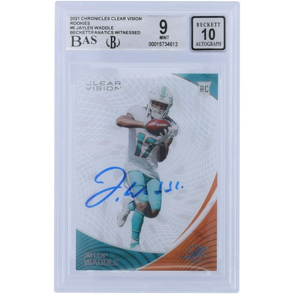 Jaylen Waddle Miami Dolphins Autographed 2021 Panini Clear Vision Rookies #CVR-6 Beckett Fanatics Witnessed Authenticated 9/10 Rookie Card - Fanatics Authentic Certified