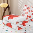 thumbnail image 5 of Manfei Chic Bow Zipper Twin Comforter Sets with Fitted Sheet and 2 Pillowcases,Red Bowknot Zipper Bedding Set,Polkadot Reversible,4pcs, 5 of 7