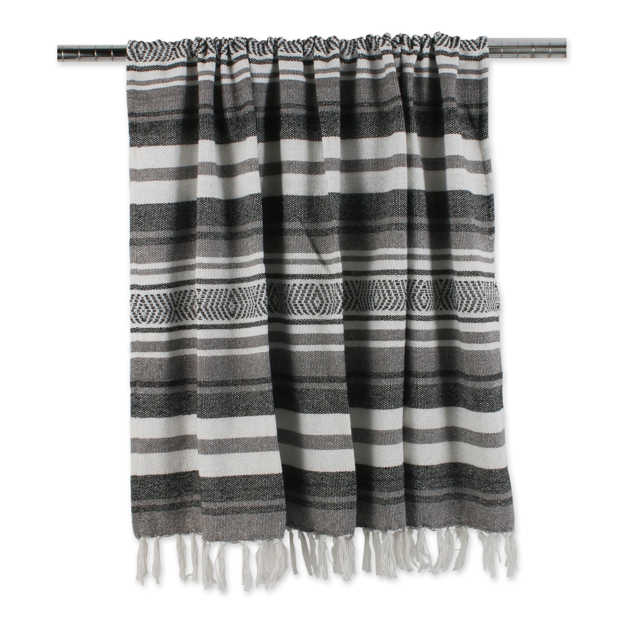 Farmhouse Stripe Throw 50x60" with 3" Fringe, Black