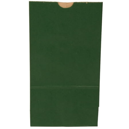 JAM Paper Kraft Lunch Bags, 6x11x3.75, Dark Green, 500/Box, Large