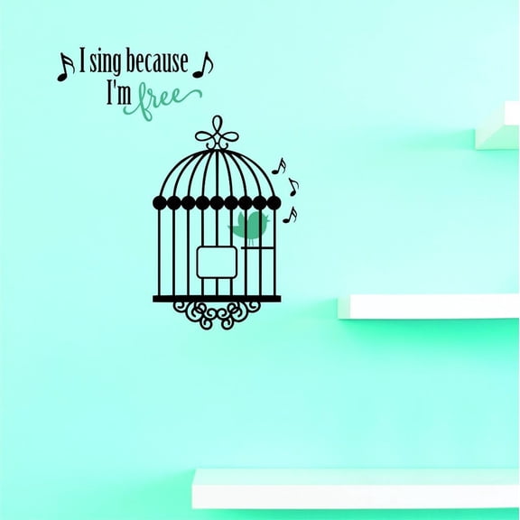 Custom Decals I Sing Because Im Free Wall Art Size: 12 X 18 Inches Color: Multi