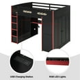 thumbnail image 3 of Aukfa Full Size Gaming Loft Bed, Esports Bed Frame with Desk, Wardrobe, RGB LED Lights & Charging Station, Shelves, Red, 3 of 8