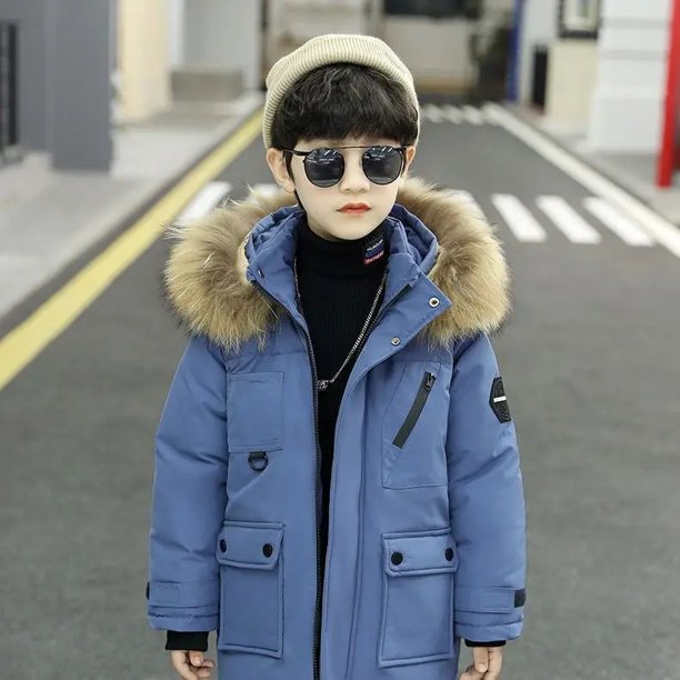 Chaqueta larga con forro polar para niños, ropa de abrigo para niños, abrigo de algodón de estilo coreano para niños medianos y grandes
