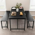 thumbnail image 3 of EDTara Modern Industrial 3-Piece Dining Table Set, 44.4" Table with 2 Benches, Space-Saving Breakfast Table for Kitchen, Apartment, or Studio, 3 of 8