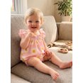 thumbnail image 5 of Cenuakty Toddler Baby Girls 2 Piece Outfits Adorable Heart Print Flying Sleeve Square Neck Tops and Shorts Set, 5 of 9