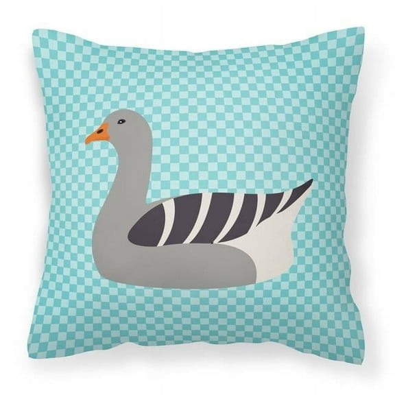 Carolines Treasures BB8067PW1414 Pilgrim Goose Blue Check Fabric Decorative Pillow, 14 x 14 in.