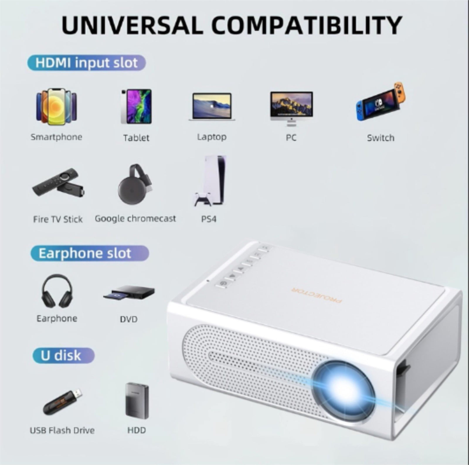 AZXY Mini Projector with Wifi Bluetooth,4k Projectors,Smart Projector Tv,Cheap Wifi Projector with Speakers for Phone Outside