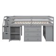 thumbnail image 5 of Full Size Loft Bed with Pull-Out Desk, Wooden Loft Bed with Storage Staircase, Drawers and Shelves, Full Size Bed Frame for Girls, Boys, Teens, No Box Spring Needed, Gray, 5 of 9