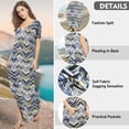 thumbnail image 4 of Vestido a juego con cuello en V, casual, holgado, manga corta, maxi con bolsillo, 4 of 4