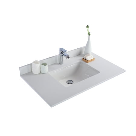 Rectangle Single Hole - White Quartz Countertop - 36