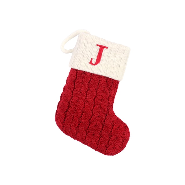 TIELUTT Christmas Stockings with Initials Large Embroidered Letter Knit Hanging Stained Glass Window Panel Front Porch Column Wrap Small Chain for Crafts Winter Fireplace Garland Christmas Ornament Pa