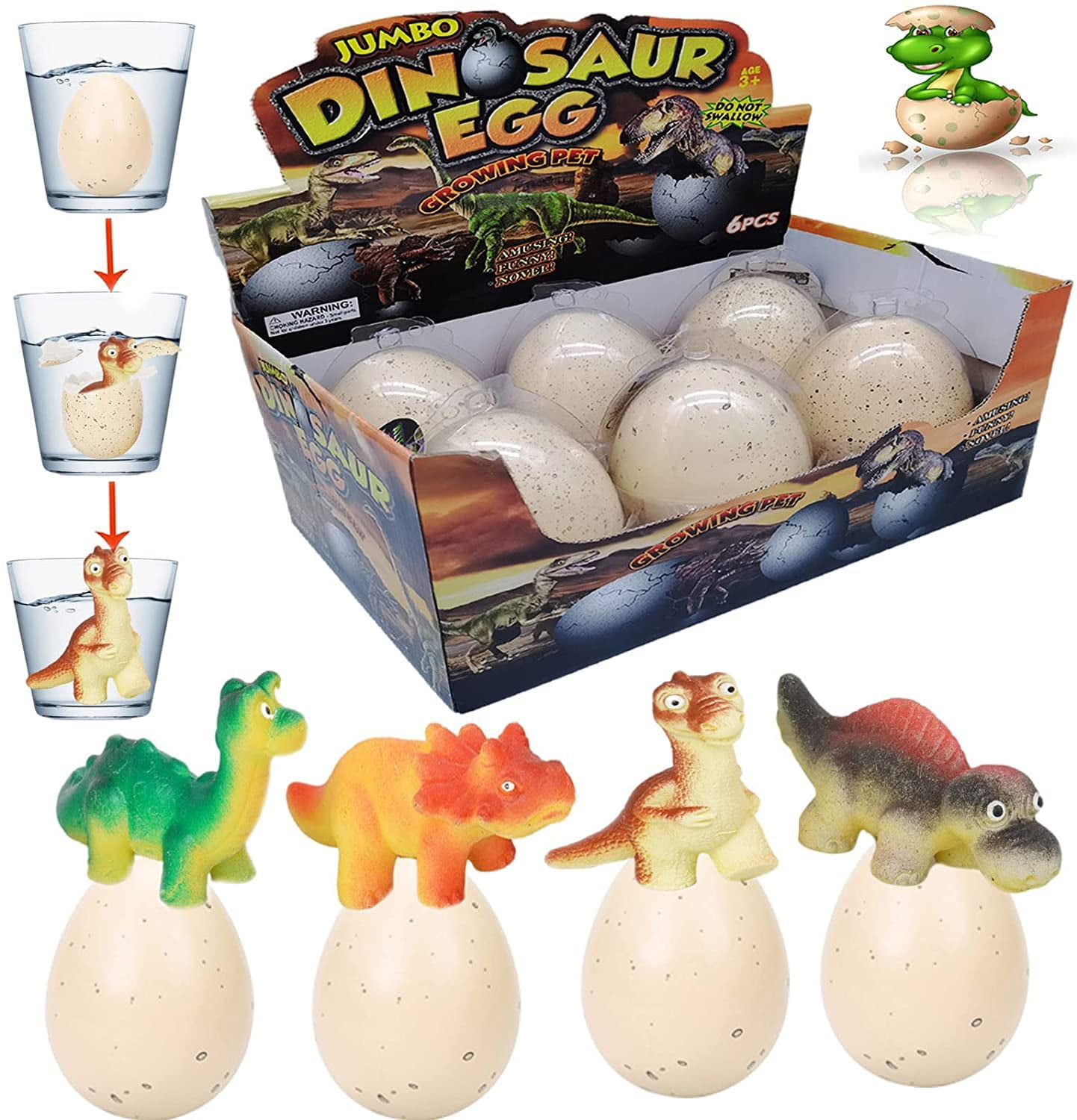 Dinosaur Eggs Toys, eirix 6 Pack Large Size Growing Dino Eggs That
