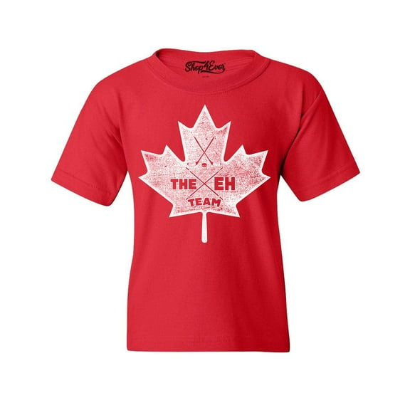 Shop4Ever Kids Canada Leaf The EH Team Canadian Pride Graphic Child's Youth T-Shirt Medium Red