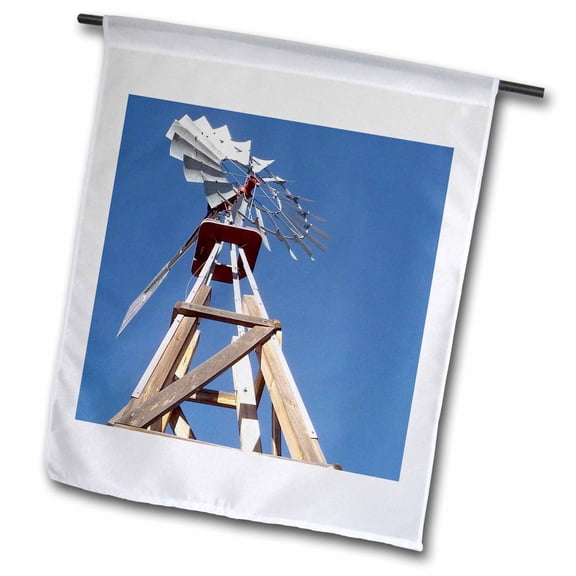 3dRose, Windmill on ranch, Santa Fe, New Mexico - US32 JMR0357 - Julien McRoberts, 12 x 18 inch Garden Flag