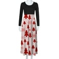 thumbnail image 5 of Odeerbi Christmas Dresses For Women Christmas Tree Print Long Sleeve Round Neck Long Dress Beach 2024 Casual Maxi Sundress Dark Blue, 5 of 6
