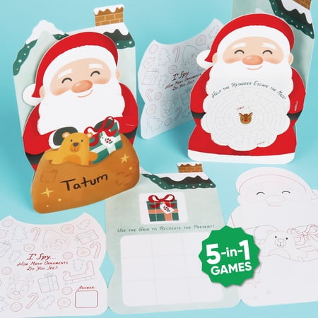 Big Dot of Happiness Jolly Santa Claus Activity Books Christmas Games for Kids Activity Coloring Book Word Search Santa Maze 5-in-1 Christmas Game Bundle Set of 10