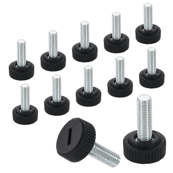 12Pack M6 Thread Furniture Feet Levelers, 17x16 Adjustable Leveling Table Feet, Screw on Furniture Glide Leveling for Chair Stool Legs, Black