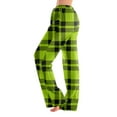 thumbnail image 2 of WTOBBY Women's Plaid Print Pajama Pants with Drawstring Elastic Waist, Comfortable Straight Leg Loose Fit for Sleepwear and Yoga Activities,Light Green L, 2 of 7