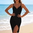 thumbnail image 3 of Dvprdro Womens V Neck Spaghetti Strap Midi Dress Solid Color Sleeveless Beach Swimwear Cover Up Party, 3 of 7