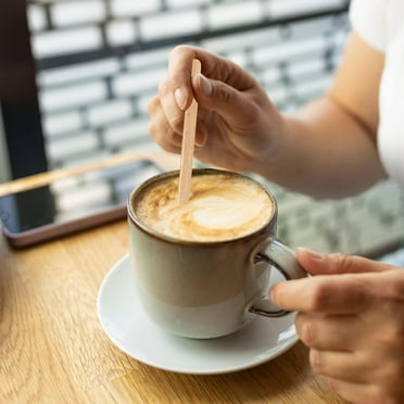 100 Pcs 5.5inch Wooden Coffee Stirring Sticks,Round End Disposable coffee stirrer, For Coffee, Cocktail and Hot Drinks