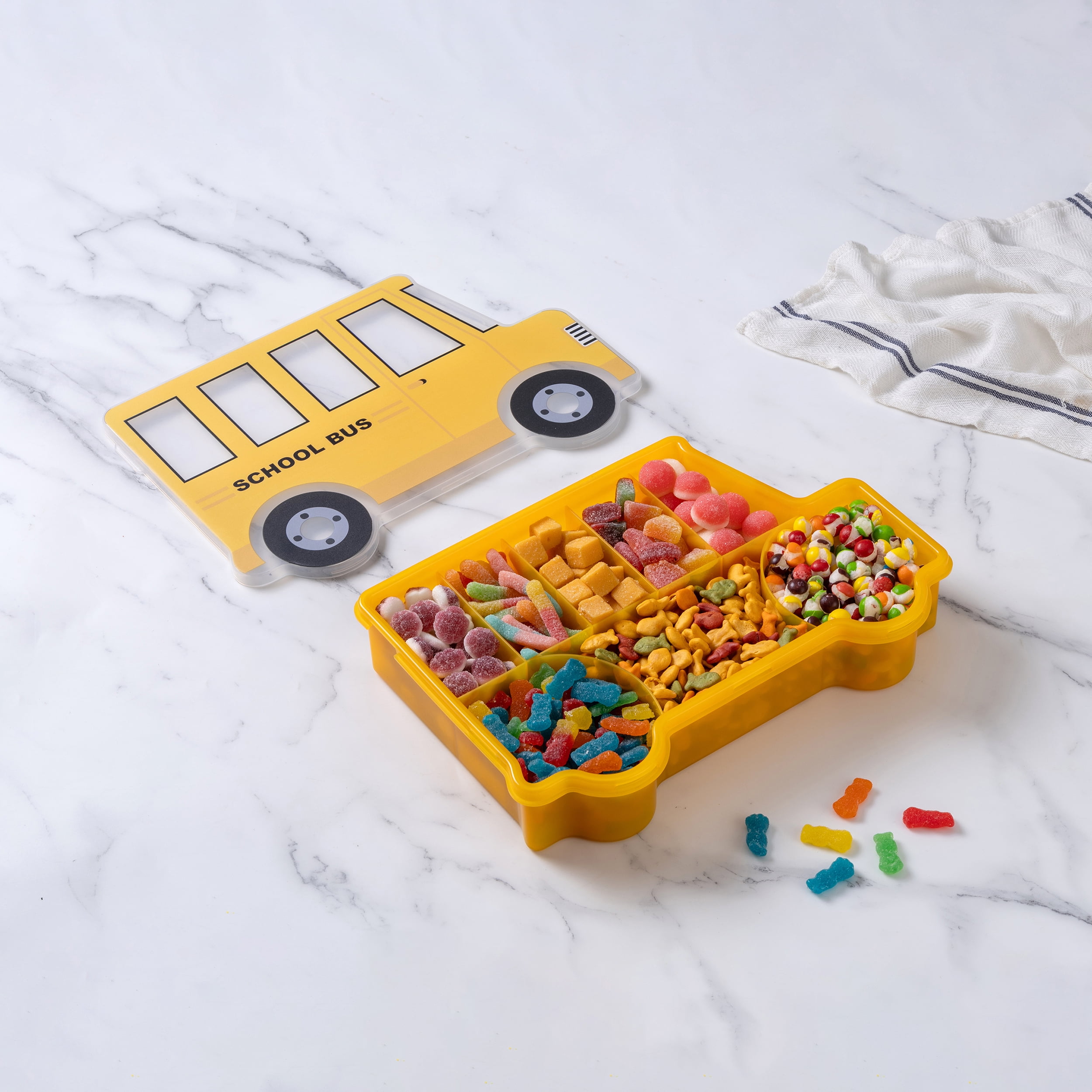 COOK WITH COLOR Lunch Box Container, 8-Grid Snack Box, School Bus Theme