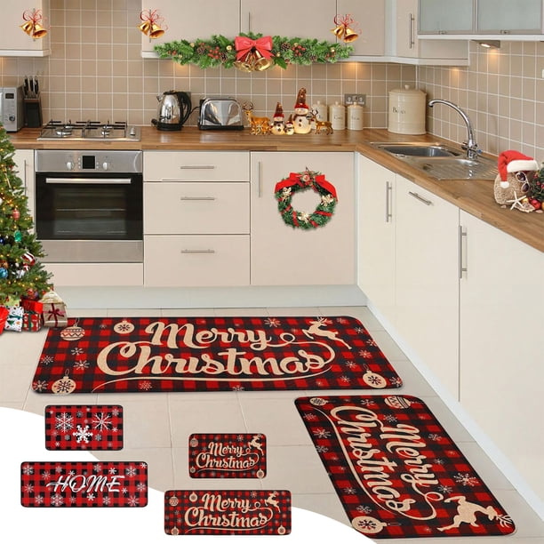 2 Alfombras y Tapetes Navideños para Cocina, Antideslizantes, para El Suelo, Decoración Navideña