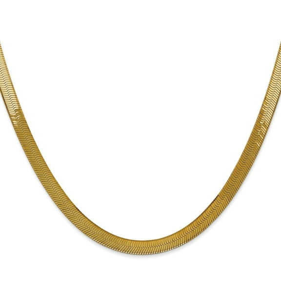 Auriga Fine Jewelry 14K Yellow Gold 5 mm Silky Herringbone Chain Necklace for Women 16"