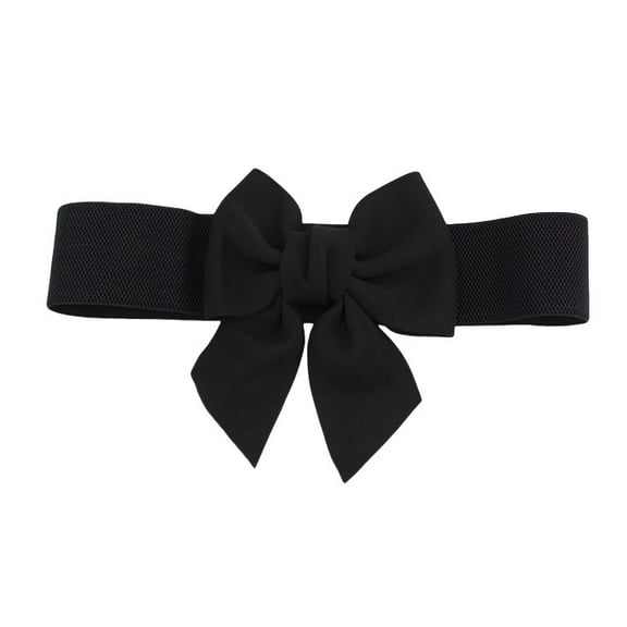 Women's 1Pcs Elastic Wide Belt Dress Bowknot Waistband Decoration Fashion Versatile Belts,One Size,Black