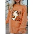 thumbnail image 3 of Women's Orange Halloween Ghost & Pumpkin Bat Print Pullover Sweatshirt - [ZhiHiMeRi] | (US 4-6)S, 3 of 9