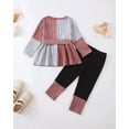 thumbnail image 4 of Toddler Baby Girls Clothes 18-24 Months Girls Fall Winter Outfits Girls Long Sleeve Color-blocked Top Pants 2PCS Set Pink, 4 of 5