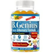 B.Genius Brain Booster Supplement & Brain Support Gummy Vitamins for Kids & Teens, Focus Gummies for Kids