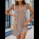 thumbnail image 3 of Vestido Tipo Chaleco Holgado con Mangas de y Escote en V Profundo para Mujer, Color Caqui, Talla M, 3 of 6