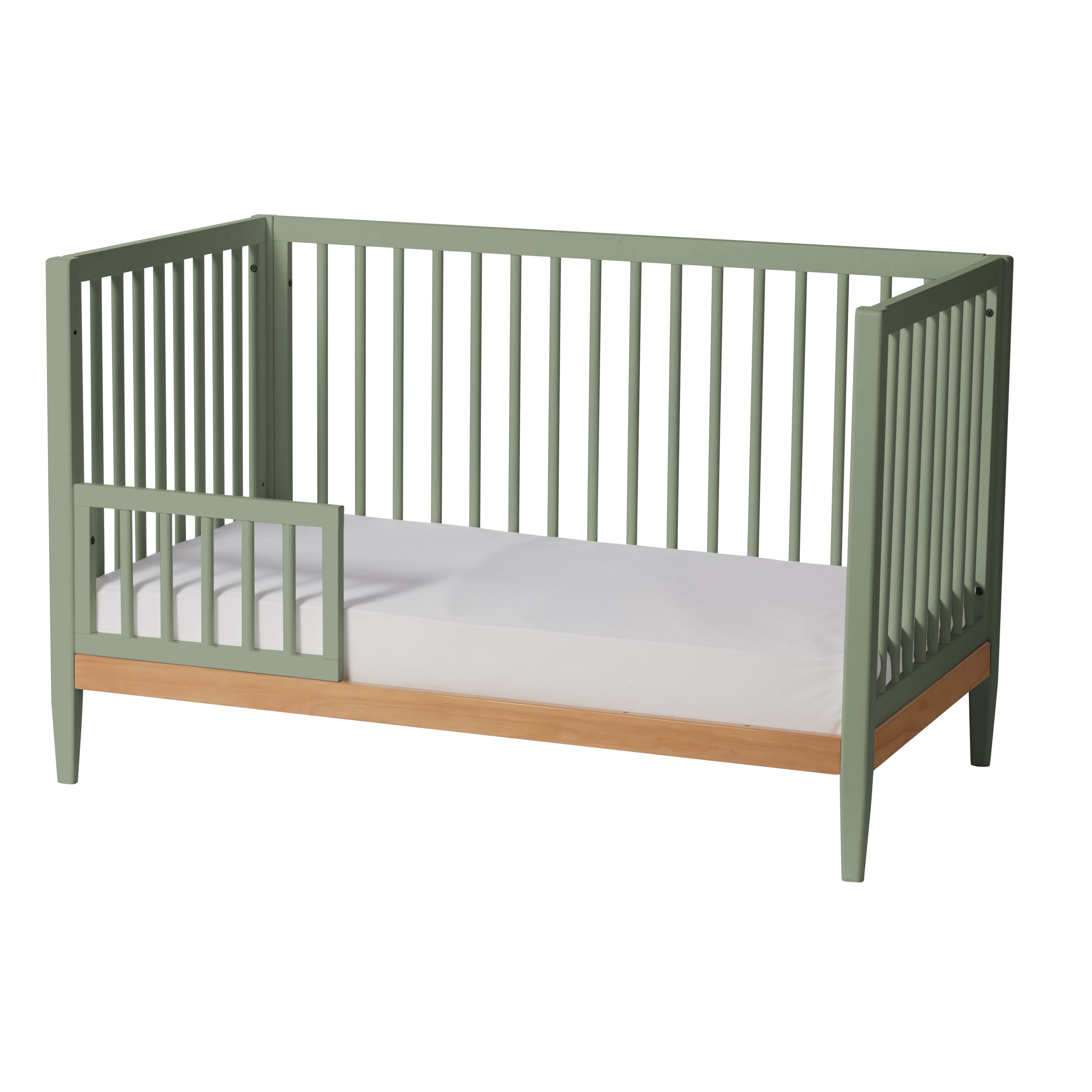 Little Seeds Clover 4-in-1 Convertible Baby Crib, Grove Green/Natural