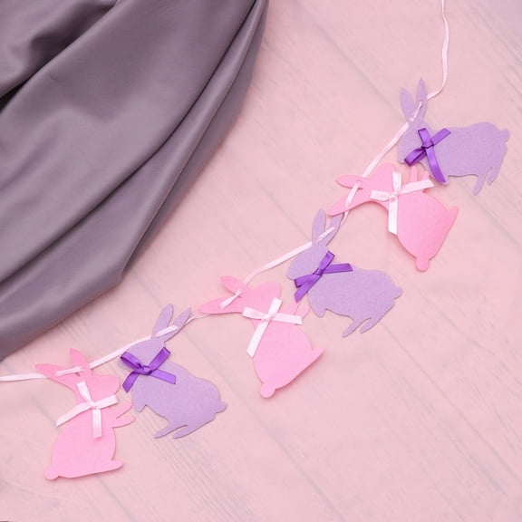 OUNONA Hanging Banner Decor Felt Rabbit Shaped Garland Banners Bunting Banner Party Supplies for Easter Party Festival