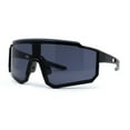 thumbnail image 2 of Mens Oversize Trendy Futuristic Wrap Half Rim Sport Plastic Sunglasses All Black, 2 of 4