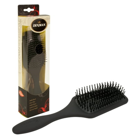 Denman Small Black Cushioned Rubber Paddle Hair Brush D84, BLACK,