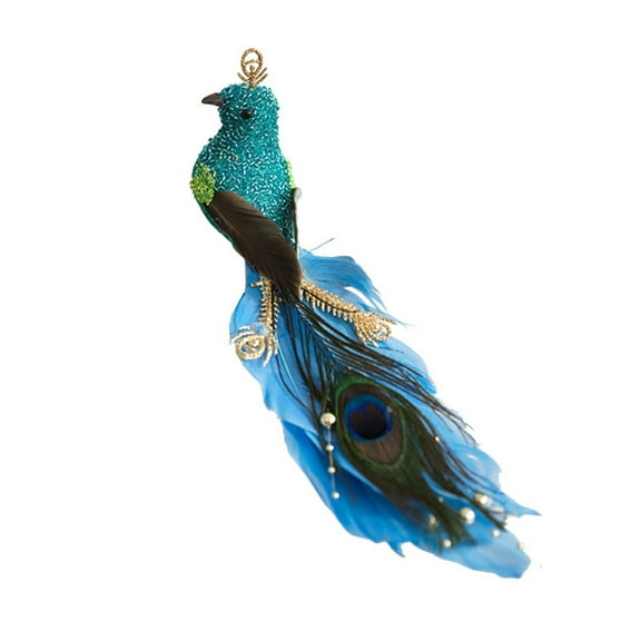Cheapark Simulated Peacock Feather Bird Branch Decor - Unique Christmas Ornament, Exotic Accent for Trees Windows Home Indoor Holiday Displays